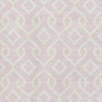 9' X 12' Pink And Ivory Geometric Washable Area Rug With UV Protection