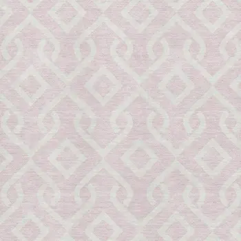10' X 14' Pink And Ivory Geometric Washable Area Rug With UV Protection