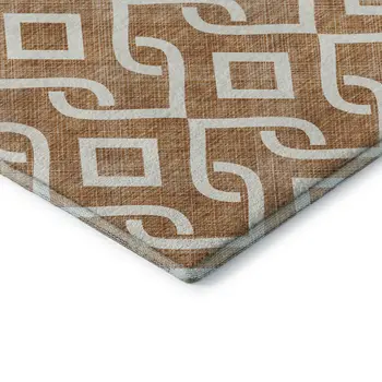 3' X 5' Chili Red And Ivory Geometric Washable Area Rug With UV Protection