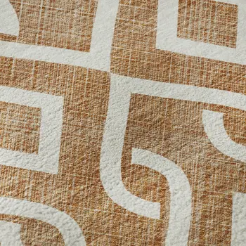 3' X 5' Chili Red And Ivory Geometric Washable Area Rug With UV Protection