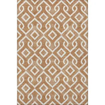 3' X 5' Chili Red And Ivory Geometric Washable Area Rug With UV Protection
