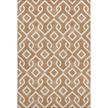 10' X 14' Chili Red And Ivory Geometric Washable Area Rug With UV Protection