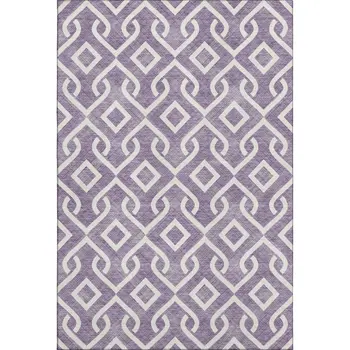 3' X 5' Purple And Ivory Geometric Washable Area Rug With UV Protection