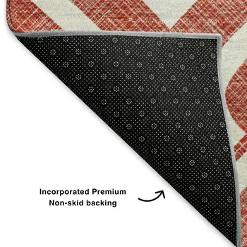 10' X 14' Red And Ivory Geometric Washable Area Rug With UV Protection