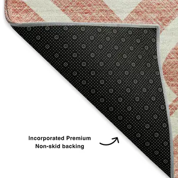8' X 10' Salmon And Ivory Geometric Washable Area Rug With UV Protection