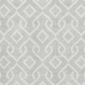 8' X 10' Silver And Ivory Geometric Washable Area Rug With UV Protection