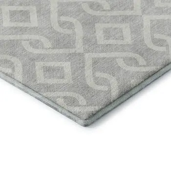 10' X 14' Silver And Ivory Geometric Washable Area Rug With UV Protection