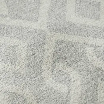 10' X 14' Silver And Ivory Geometric Washable Area Rug With UV Protection
