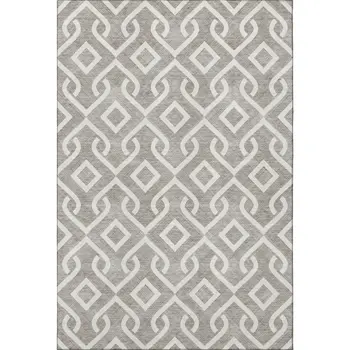 3' X 5' Taupe And Ivory Geometric Washable Area Rug With UV Protection