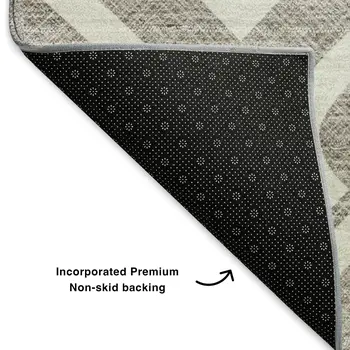 5' X 8' Taupe And Ivory Geometric Washable Area Rug With UV Protection
