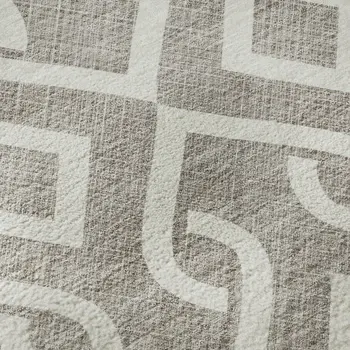 5' X 8' Taupe And Ivory Geometric Washable Area Rug With UV Protection