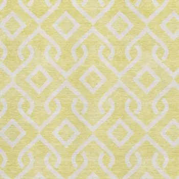 3' X 5' Yellow And Ivory Geometric Washable Area Rug With UV Protection