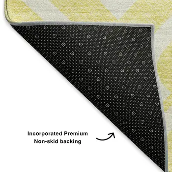5' X 8' Yellow And Ivory Geometric Washable Area Rug With UV Protection