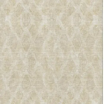 3' X 5' Beige And Coffee Diamond Washable Area Rug With UV Protection