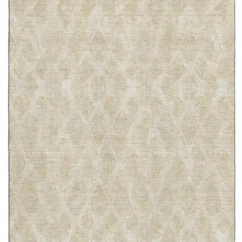 5' X 8' Beige And Coffee Diamond Washable Area Rug With UV Protection