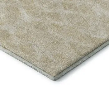 8' Beige And Coffee Diamond Washable Round Rug With UV Protection