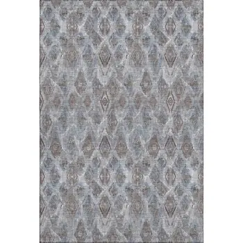 3' X 5' Blue And Gray Diamond Washable Area Rug With UV Protection