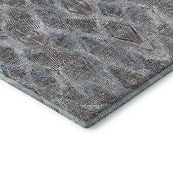 3' X 5' Blue And Gray Diamond Washable Area Rug With UV Protection