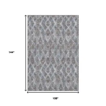 9' X 12' Blue And Gray Diamond Washable Area Rug With UV Protection