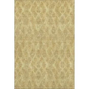 5' X 8' Gold And Beige Diamond Washable Area Rug With UV Protection