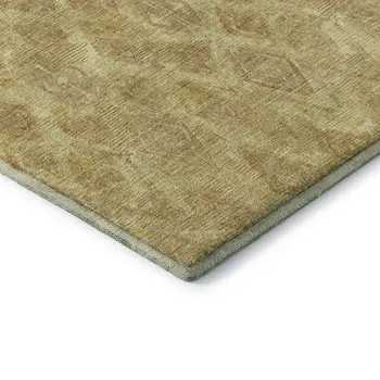 5' X 8' Gold And Beige Diamond Washable Area Rug With UV Protection