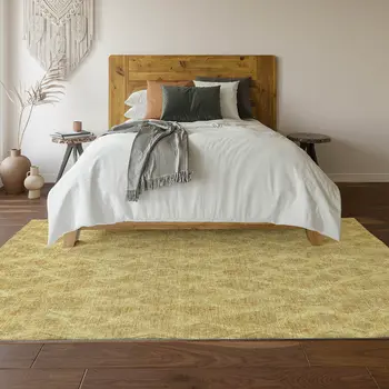 5' X 8' Gold And Beige Diamond Washable Area Rug With UV Protection