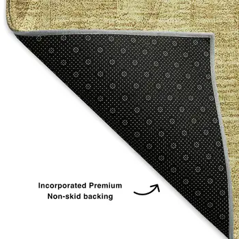 8' Gold And Beige Diamond Washable Round Rug With UV Protection