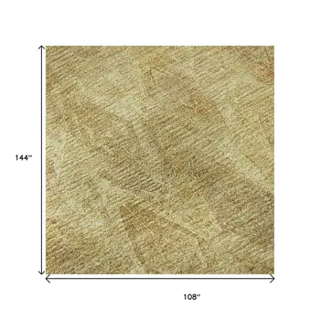 9' X 12' Gold And Beige Diamond Washable Area Rug With UV Protection