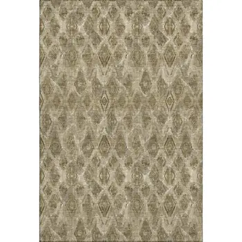 9' X 12' Coffee And Beige Diamond Washable Area Rug With UV Protection