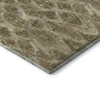 9' X 12' Coffee And Beige Diamond Washable Area Rug With UV Protection