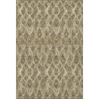 10' X 14' Coffee And Beige Diamond Washable Area Rug With UV Protection