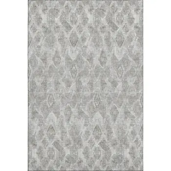 3' X 5' Silver And Gray Diamond Washable Area Rug With UV Protection