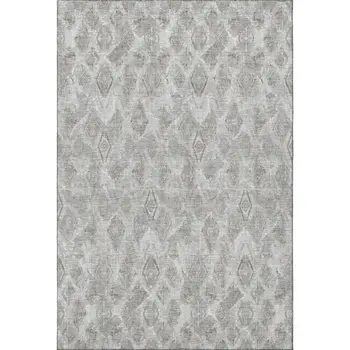 3' X 5' Silver And Gray Diamond Washable Area Rug With UV Protection
