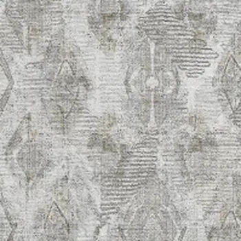 5' X 8' Silver And Gray Diamond Washable Area Rug With UV Protection