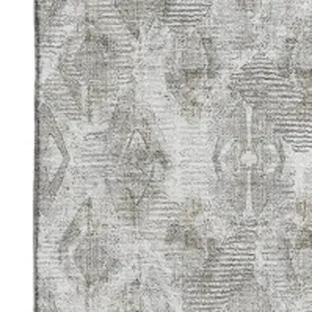 9' X 12' Silver And Gray Diamond Washable Area Rug With UV Protection