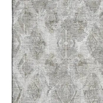10' X 14' Silver And Gray Diamond Washable Area Rug With UV Protection
