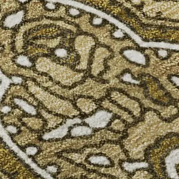 5' X 8' Brown And Ivory Paisley Washable Area Rug With UV Protection