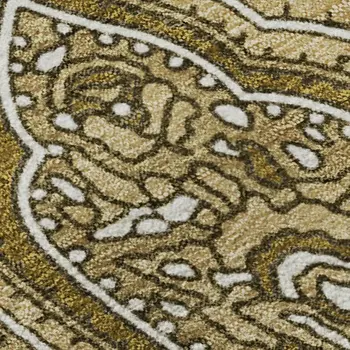 5' X 8' Brown And Ivory Paisley Washable Area Rug With UV Protection