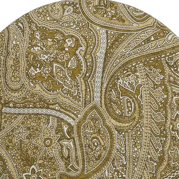 8' Brown And Ivory Paisley Washable Round Rug With UV Protection