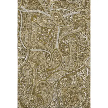 9' X 12' Brown And Ivory Paisley Washable Area Rug With UV Protection