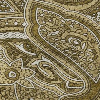 9' X 12' Brown And Ivory Paisley Washable Area Rug With UV Protection