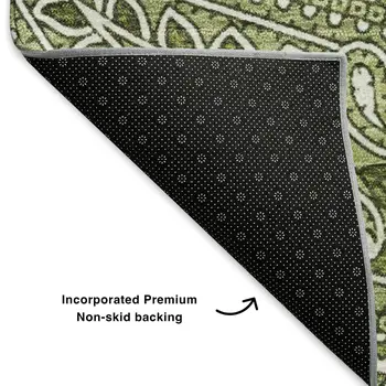 5' X 8' Green And Ivory Paisley Washable Area Rug With UV Protection