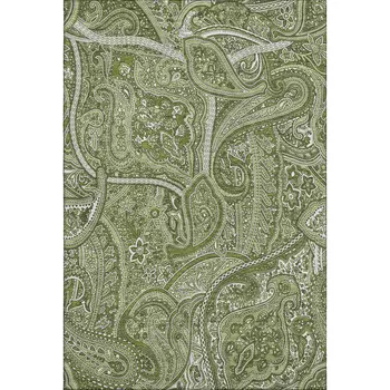 8' X 10' Green And Ivory Paisley Washable Area Rug With UV Protection