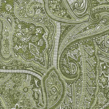 8' X 10' Green And Ivory Paisley Washable Area Rug With UV Protection