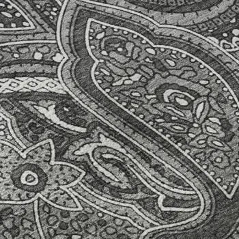 3' X 5' Gray And Ivory Paisley Washable Area Rug With UV Protection