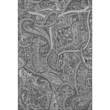 3' X 5' Gray And Ivory Paisley Washable Area Rug With UV Protection