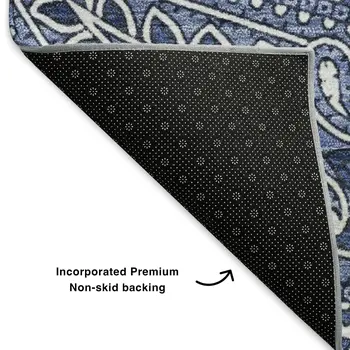 3' X 5' Navy Blue And Ivory Paisley Washable Area Rug With UV Protection