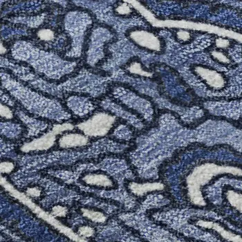 3' X 5' Navy Blue And Ivory Paisley Washable Area Rug With UV Protection