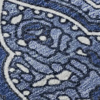 8' X 10' Navy Blue And Ivory Paisley Washable Area Rug With UV Protection