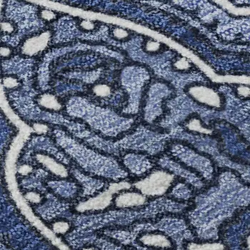 9' X 12' Navy Blue And Ivory Paisley Washable Area Rug With UV Protection